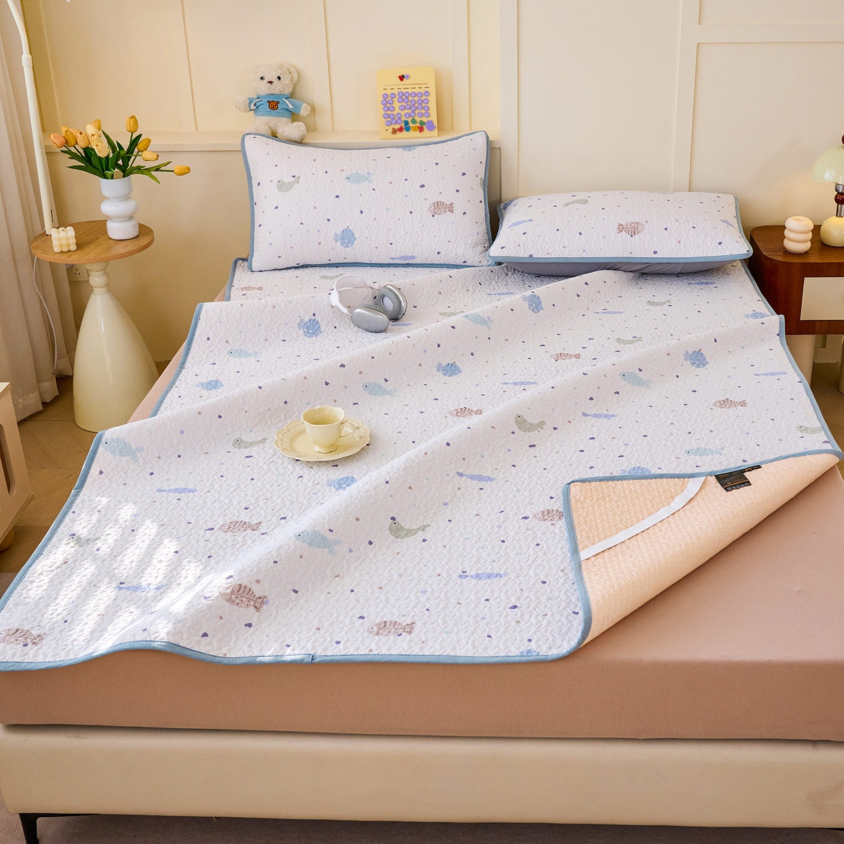 91家纺网 家纺一手货源 找家纺 拾小柒 2026年新款全棉双层纱床护垫纯棉防滑床盖床褥子软床垫 鲤安