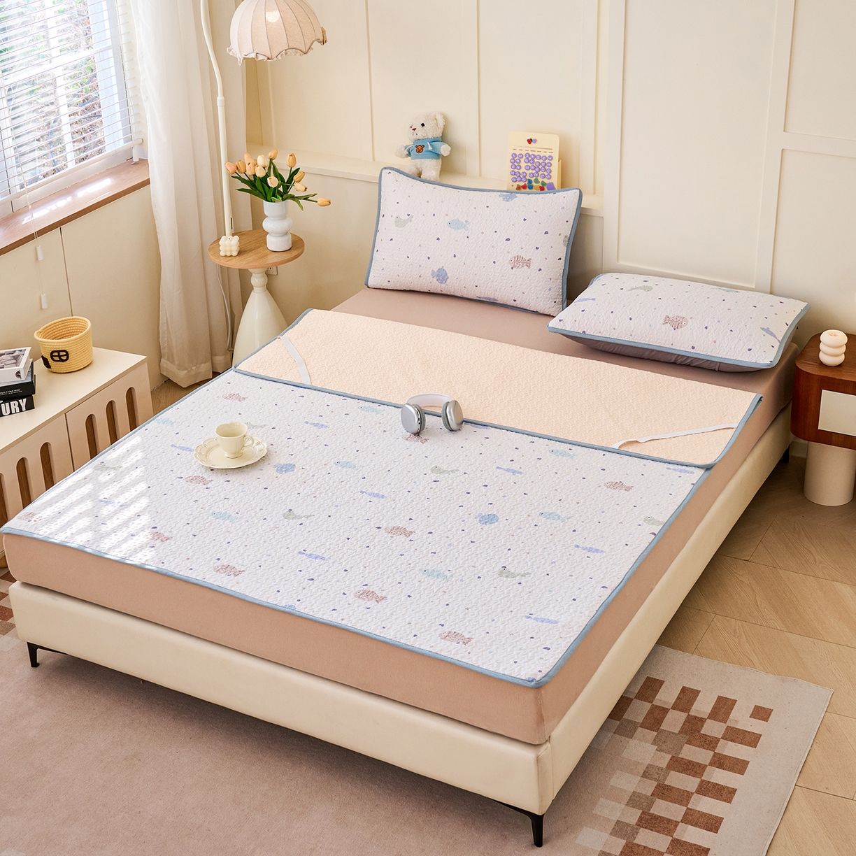 91家纺网 家纺一手货源 找家纺 拾小柒 2026年新款全棉双层纱床护垫纯棉防滑床盖床褥子软床垫 鲤安