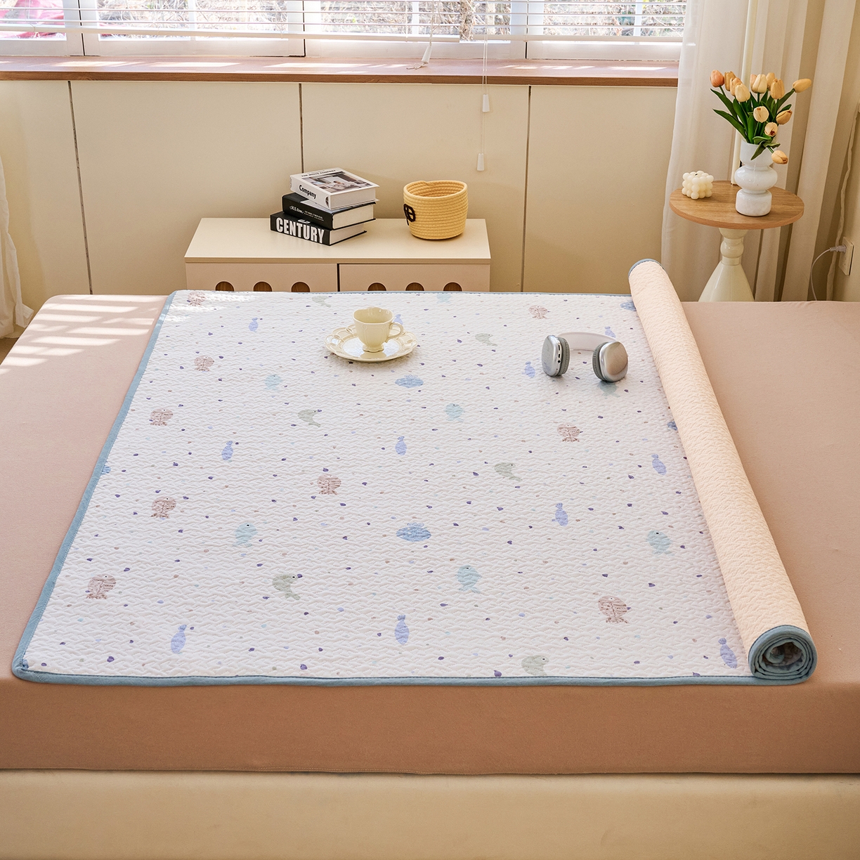 91家纺网 家纺一手货源 找家纺 拾小柒 2026年新款全棉双层纱床护垫纯棉防滑床盖床褥子软床垫 鲤安