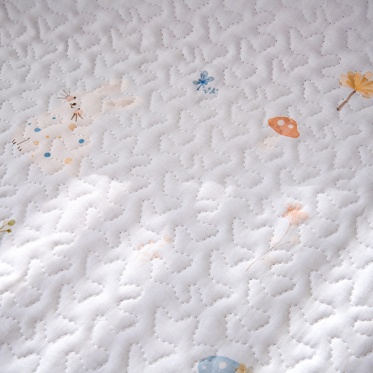 91家纺网 家纺一手货源 找家纺 拾小柒 2026年新款全棉双层纱床护垫纯棉防滑床盖床褥子软床垫 萌趣森林蓝