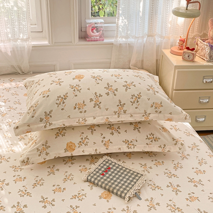 91家纺网 家纺一手货源 找家纺 世爵 2026新款全棉纯棉印花小清新单枕套 城南花开