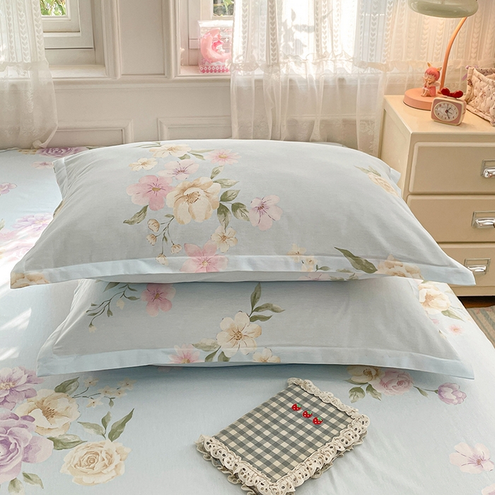 91家纺网 家纺一手货源 找家纺 世爵 2026新款全棉纯棉印花小清新单枕套 花色伊人