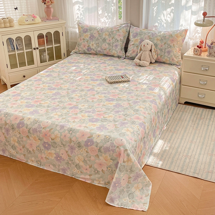 91家纺网 家纺一手货源 找家纺 世爵 2026新款全棉纯棉印花小清新单枕套 宁夏花苒