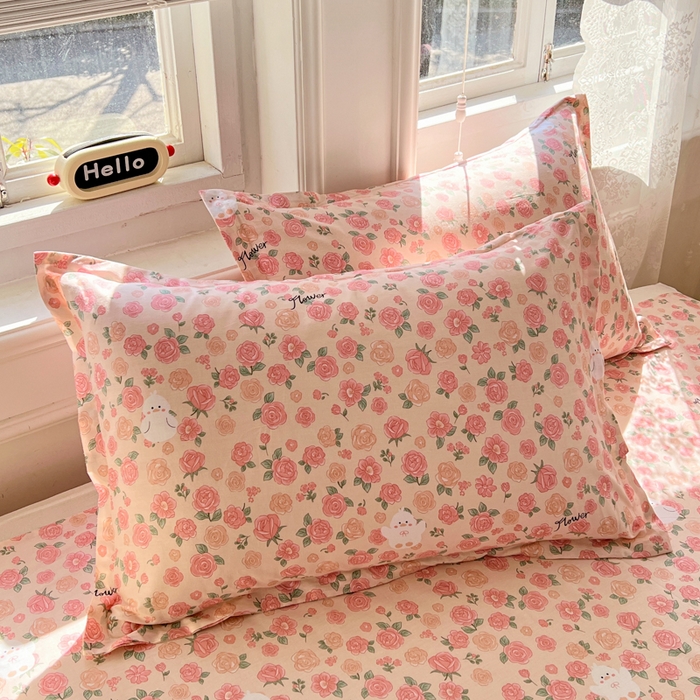 世爵 2026新款全棉纯棉印花小清新单枕套单 浓情玫瑰