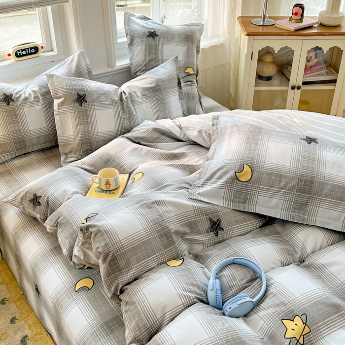 91家纺网 家纺一手货源 找家纺 世爵 2026新款全棉纯棉印花小清新单枕套 星空印记