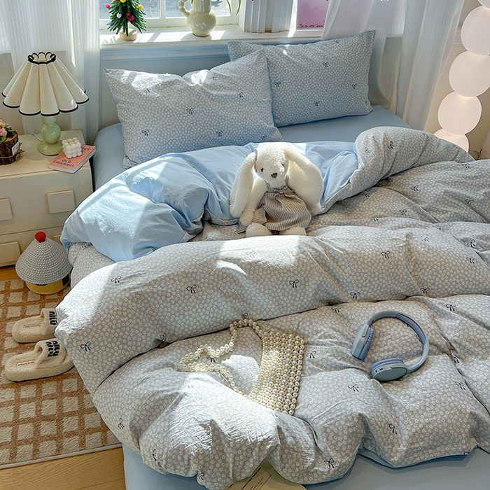 91家纺网 家纺一手货源 找家纺 梦纤绒 2026新款古法水洗仿棉云感纱四件套 赫莲娜