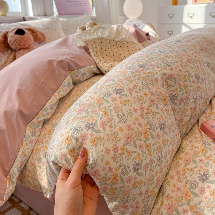 91家纺网 家纺一手货源 找家纺 梦纤绒 2026新款古法水洗仿棉云感纱四件套 花千朵