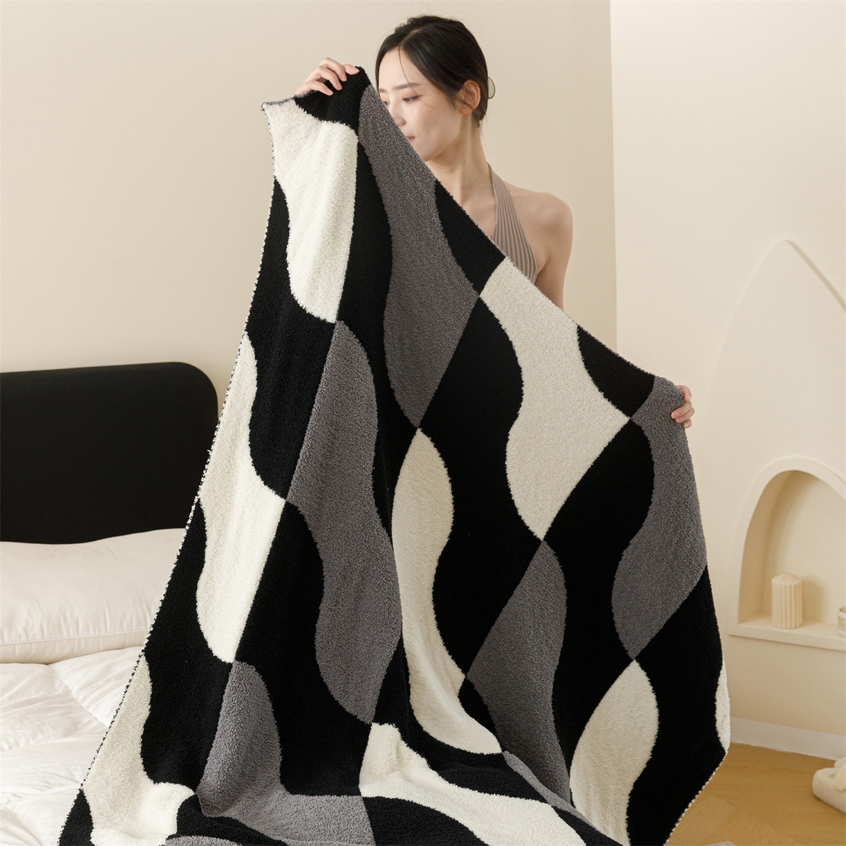 91家纺网 家纺一手货源 找家纺 瑞米家居 2026新款多功能半边绒盖毯毛毯毯子 空白格