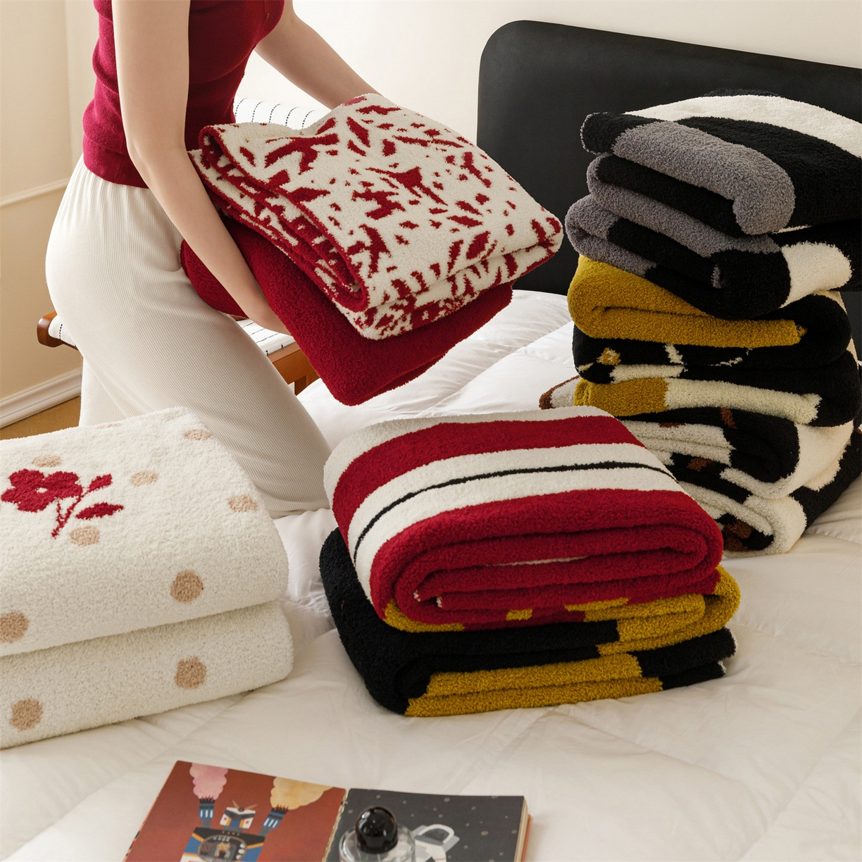 91家纺网 家纺一手货源 找家纺 瑞米家居 2026新款多功能半边绒盖毯毛毯毯子 组合图仅供参考不可下单