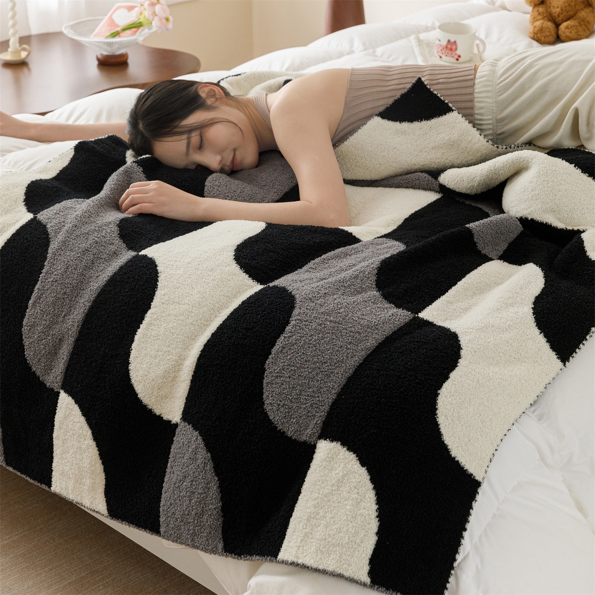 91家纺网 家纺一手货源 找家纺 瑞米家居 2026新款多功能半边绒盖毯毛毯毯子 空白格