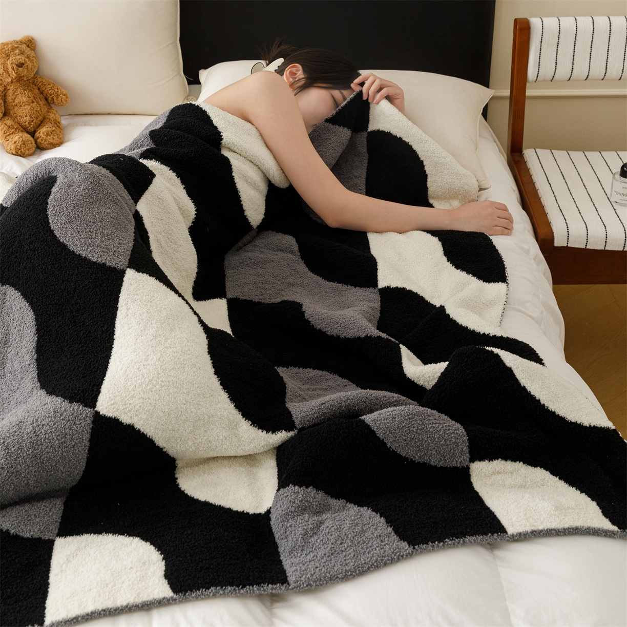 91家纺网 家纺一手货源 找家纺 瑞米家居 2026新款多功能半边绒盖毯毛毯毯子 空白格