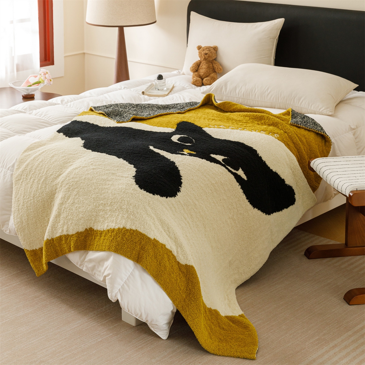 91家纺网 家纺一手货源 找家纺 瑞米家居 2026新款多功能半边绒盖毯毛毯毯子 慵懒喵-黄