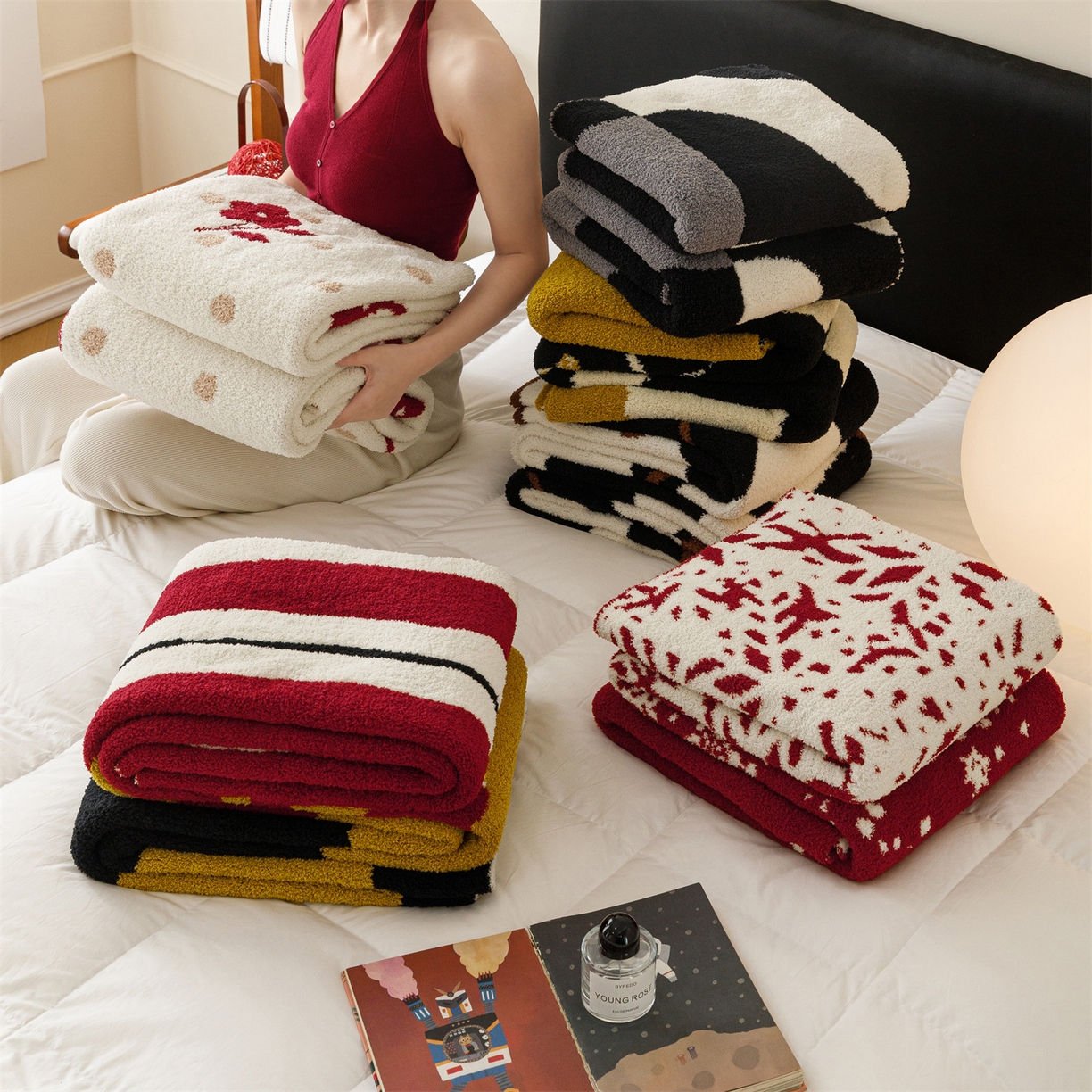 91家纺网 家纺一手货源 找家纺 瑞米家居 2026新款多功能半边绒盖毯毛毯毯子 组合图仅供参考不可下单