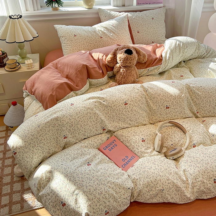 91家纺网 家纺一手货源 找家纺 梦纤绒 2026新款古法水洗仿棉云感纱四件套 酱果