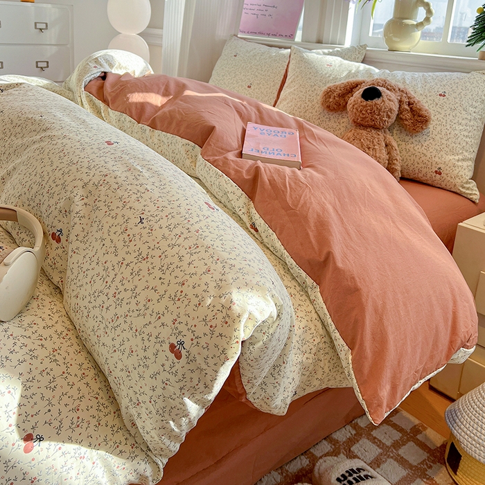 91家纺网 家纺一手货源 找家纺 梦纤绒 2026新款古法水洗仿棉云感纱四件套 酱果