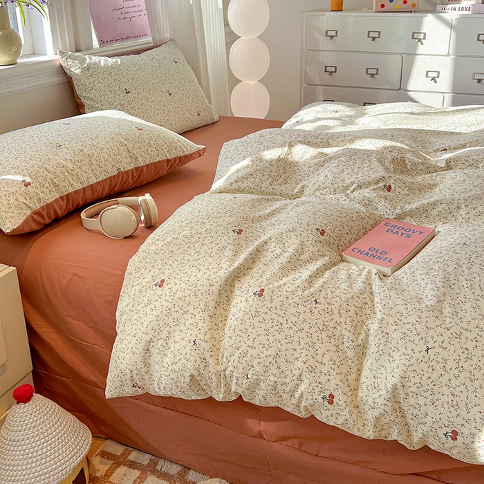 91家纺网 家纺一手货源 找家纺 梦纤绒 2026新款古法水洗仿棉云感纱四件套 酱果