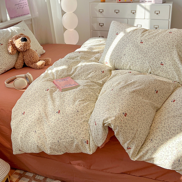 91家纺网 家纺一手货源 找家纺 梦纤绒 2026新款古法水洗仿棉云感纱四件套 酱果