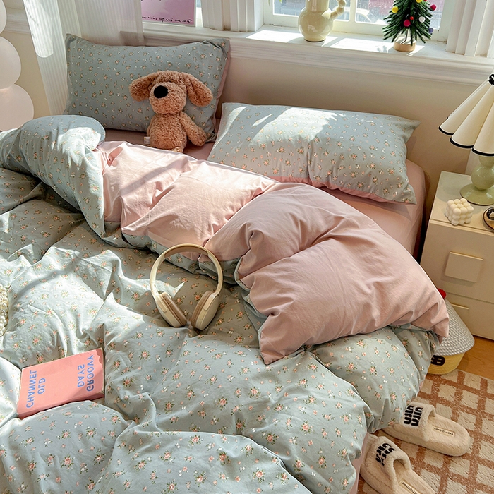 91家纺网 家纺一手货源 找家纺 梦纤绒 2026新款古法水洗仿棉云感纱四件套 莉莉安