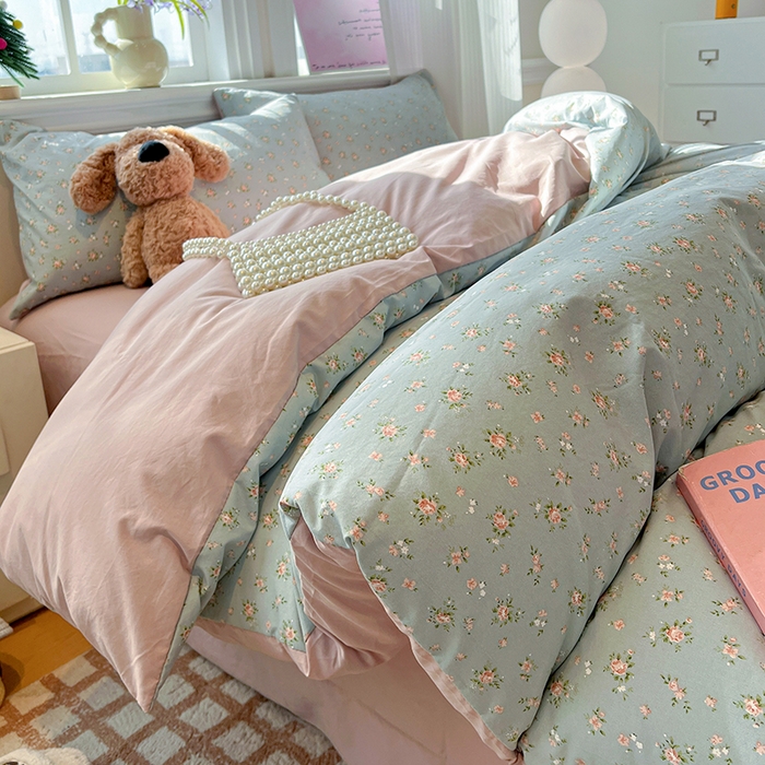 91家纺网 家纺一手货源 找家纺 梦纤绒 2026新款古法水洗仿棉云感纱四件套 莉莉安