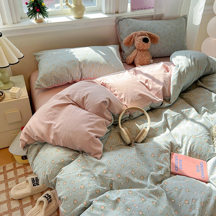 91家纺网 家纺一手货源 找家纺 梦纤绒 2026新款古法水洗仿棉云感纱四件套 莉莉安