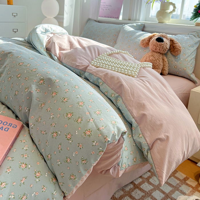 91家纺网 家纺一手货源 找家纺 梦纤绒 2026新款古法水洗仿棉云感纱四件套 莉莉安