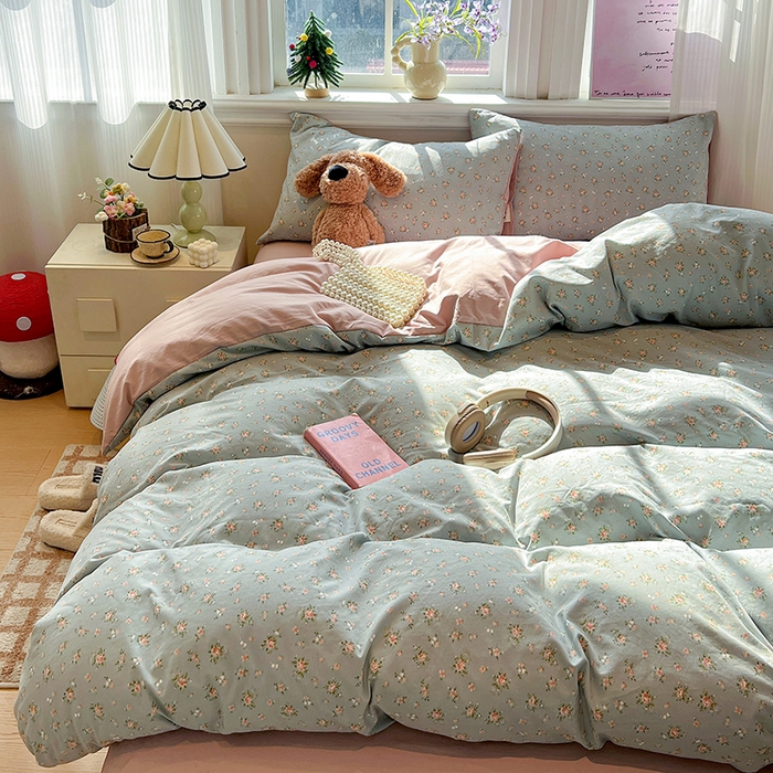 91家纺网 家纺一手货源 找家纺 梦纤绒 2026新款古法水洗仿棉云感纱四件套 莉莉安