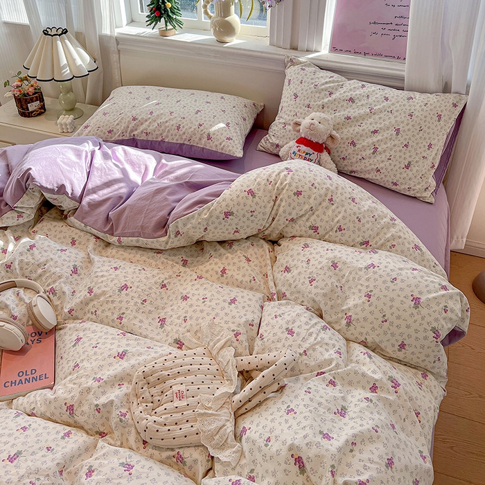 91家纺网 家纺一手货源 找家纺 梦纤绒 2026新款古法水洗仿棉云感纱四件套 葡萄