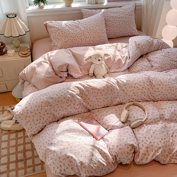 91家纺网 家纺一手货源 找家纺 梦纤绒 2026新款古法水洗仿棉云感纱四件套 浅梦