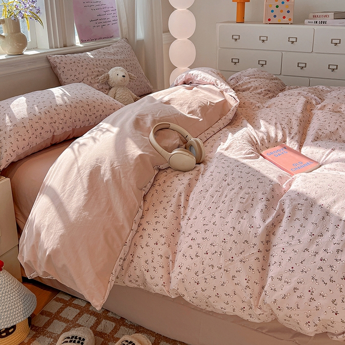 91家纺网 家纺一手货源 找家纺 梦纤绒 2026新款古法水洗仿棉云感纱四件套 浅梦