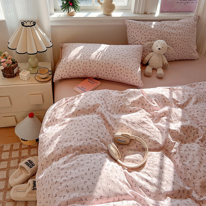 91家纺网 家纺一手货源 找家纺 梦纤绒 2026新款古法水洗仿棉云感纱四件套 浅梦