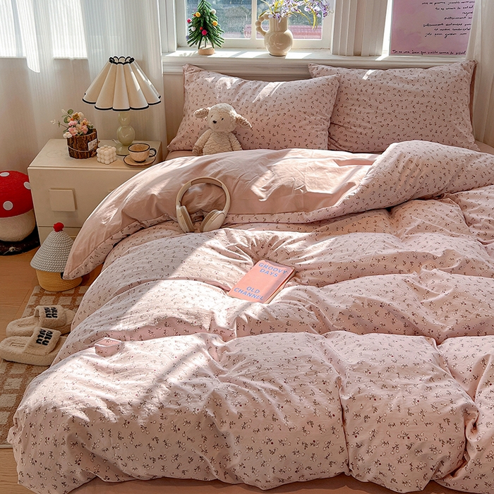 91家纺网 家纺一手货源 找家纺 梦纤绒 2026新款古法水洗仿棉云感纱四件套 浅梦