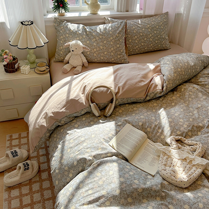 91家纺网 家纺一手货源 找家纺 梦纤绒 2026新款古法水洗仿棉云感纱四件套 森屿