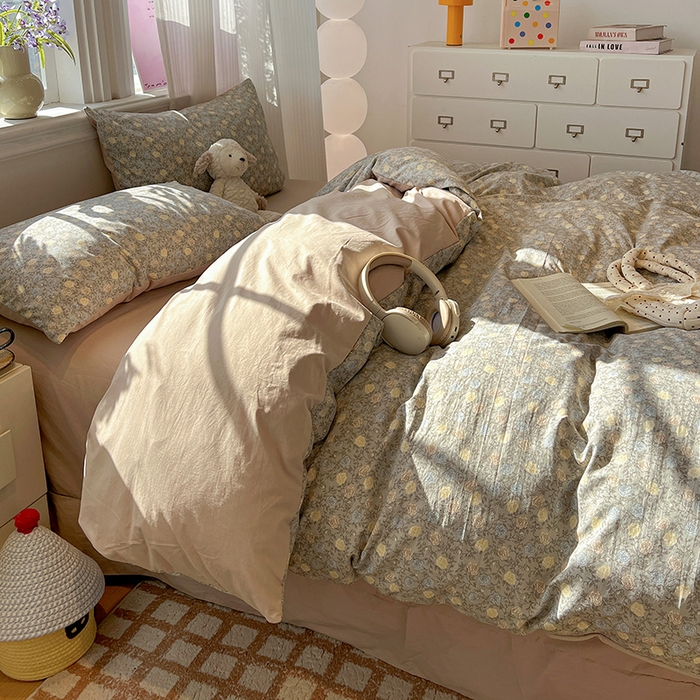 91家纺网 家纺一手货源 找家纺 梦纤绒 2026新款古法水洗仿棉云感纱四件套 森屿