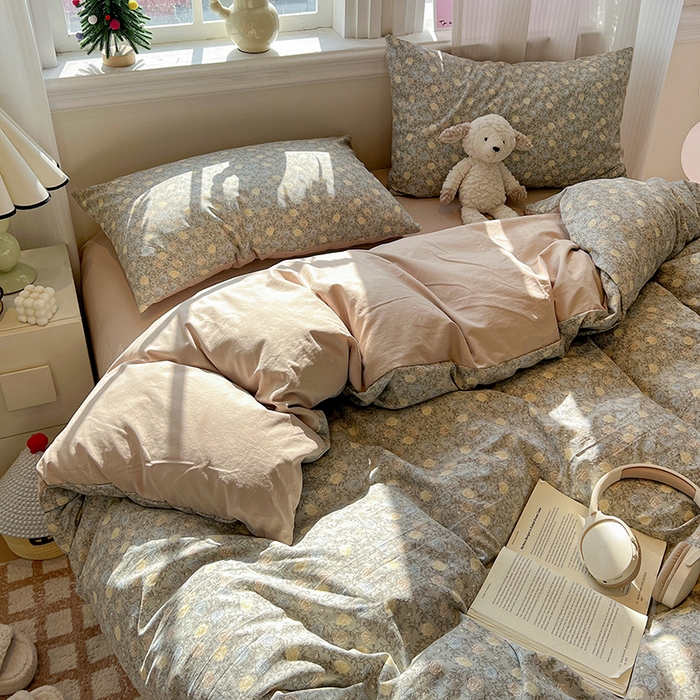 91家纺网 家纺一手货源 找家纺 梦纤绒 2026新款古法水洗仿棉云感纱四件套 森屿