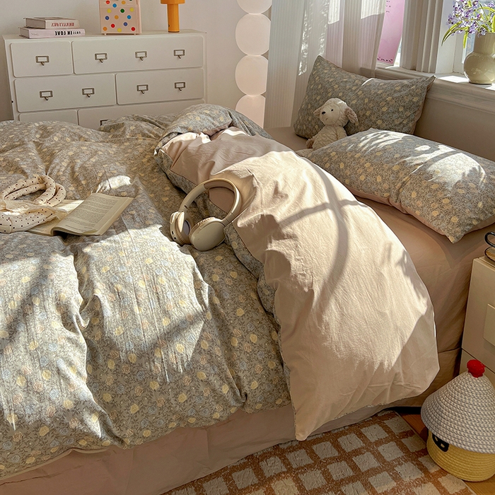 91家纺网 家纺一手货源 找家纺 梦纤绒 2026新款古法水洗仿棉云感纱四件套 森屿