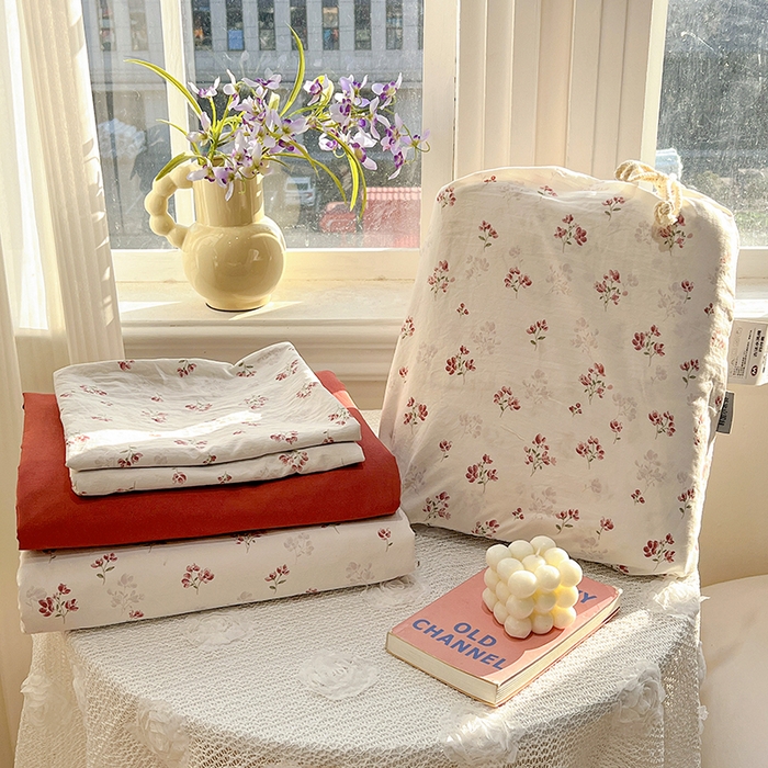 梦纤绒 2026新款古法水洗仿棉云感纱四件套 疏影