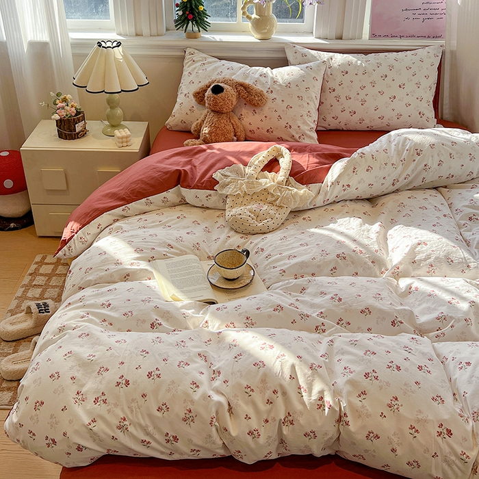 91家纺网 家纺一手货源 找家纺 梦纤绒 2026新款古法水洗仿棉云感纱四件套 疏影