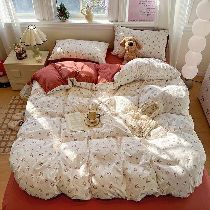 91家纺网 家纺一手货源 找家纺 梦纤绒 2026新款古法水洗仿棉云感纱四件套 疏影