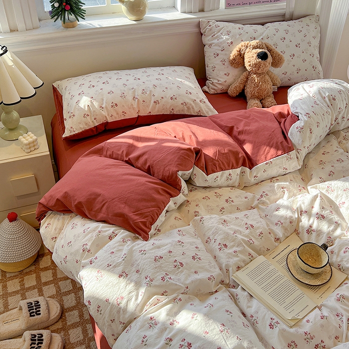 91家纺网 家纺一手货源 找家纺 梦纤绒 2026新款古法水洗仿棉云感纱四件套 疏影