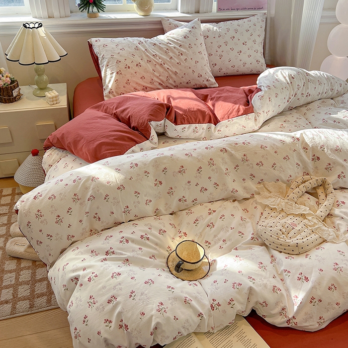 91家纺网 家纺一手货源 找家纺 梦纤绒 2026新款古法水洗仿棉云感纱四件套 疏影