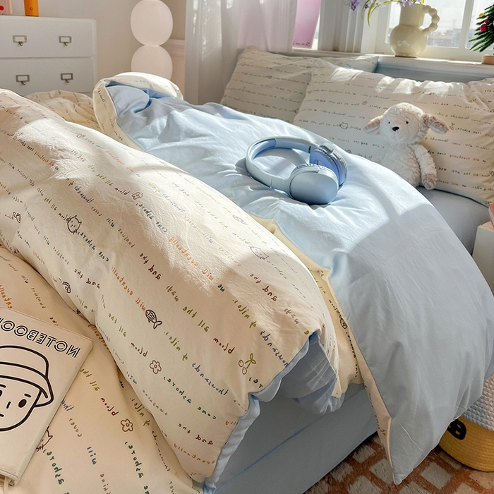 91家纺网 家纺一手货源 找家纺 梦纤绒 2026新款古法水洗仿棉云感纱四件套 甜心喵