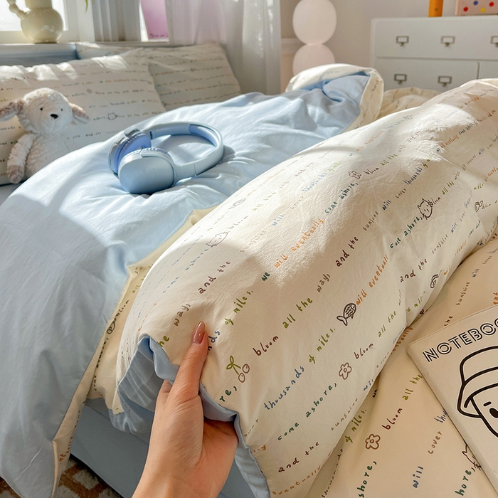 91家纺网 家纺一手货源 找家纺 梦纤绒 2026新款古法水洗仿棉云感纱四件套 甜心喵