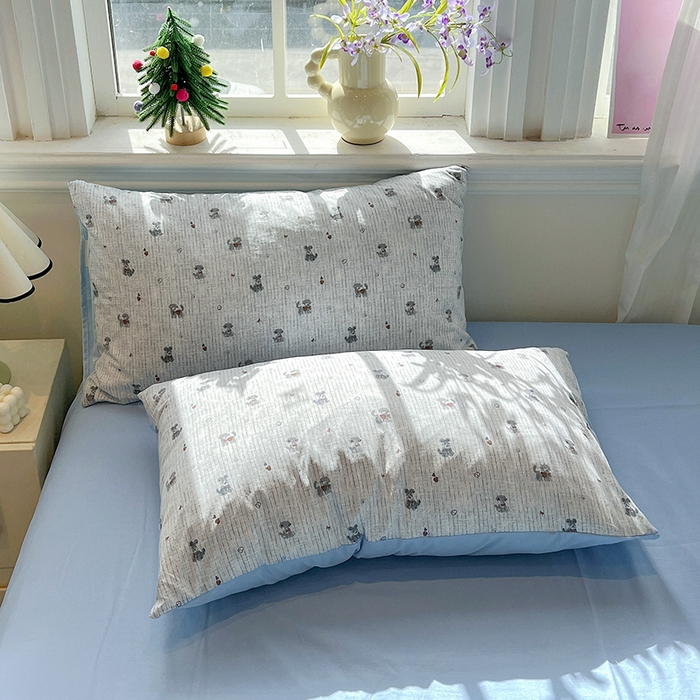 91家纺网 家纺一手货源 找家纺 梦纤绒 2026新款古法水洗仿棉云感纱四件套 条纹狗