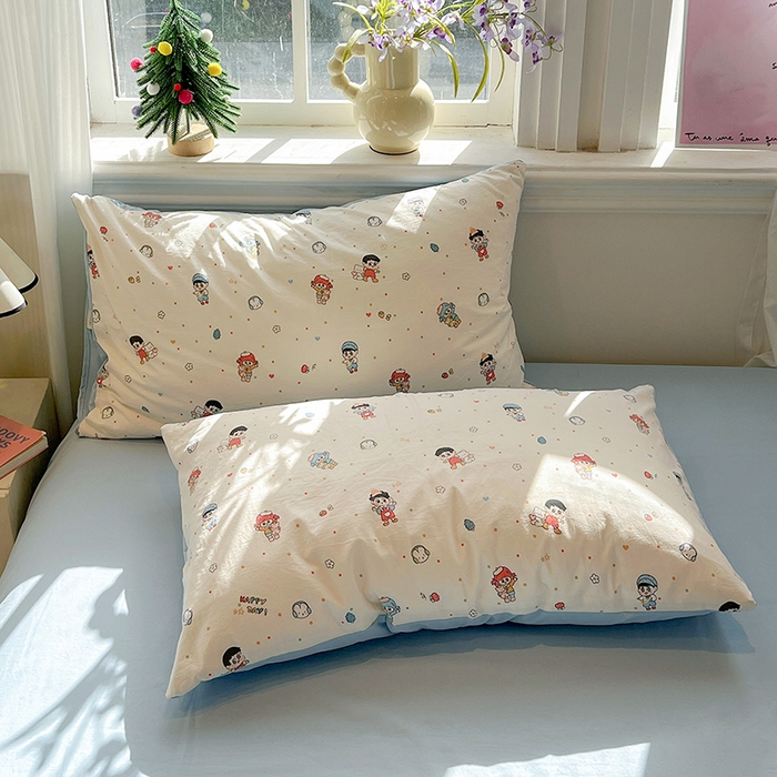 91家纺网 家纺一手货源 找家纺 梦纤绒 2026新款古法水洗仿棉云感纱四件套 童趣