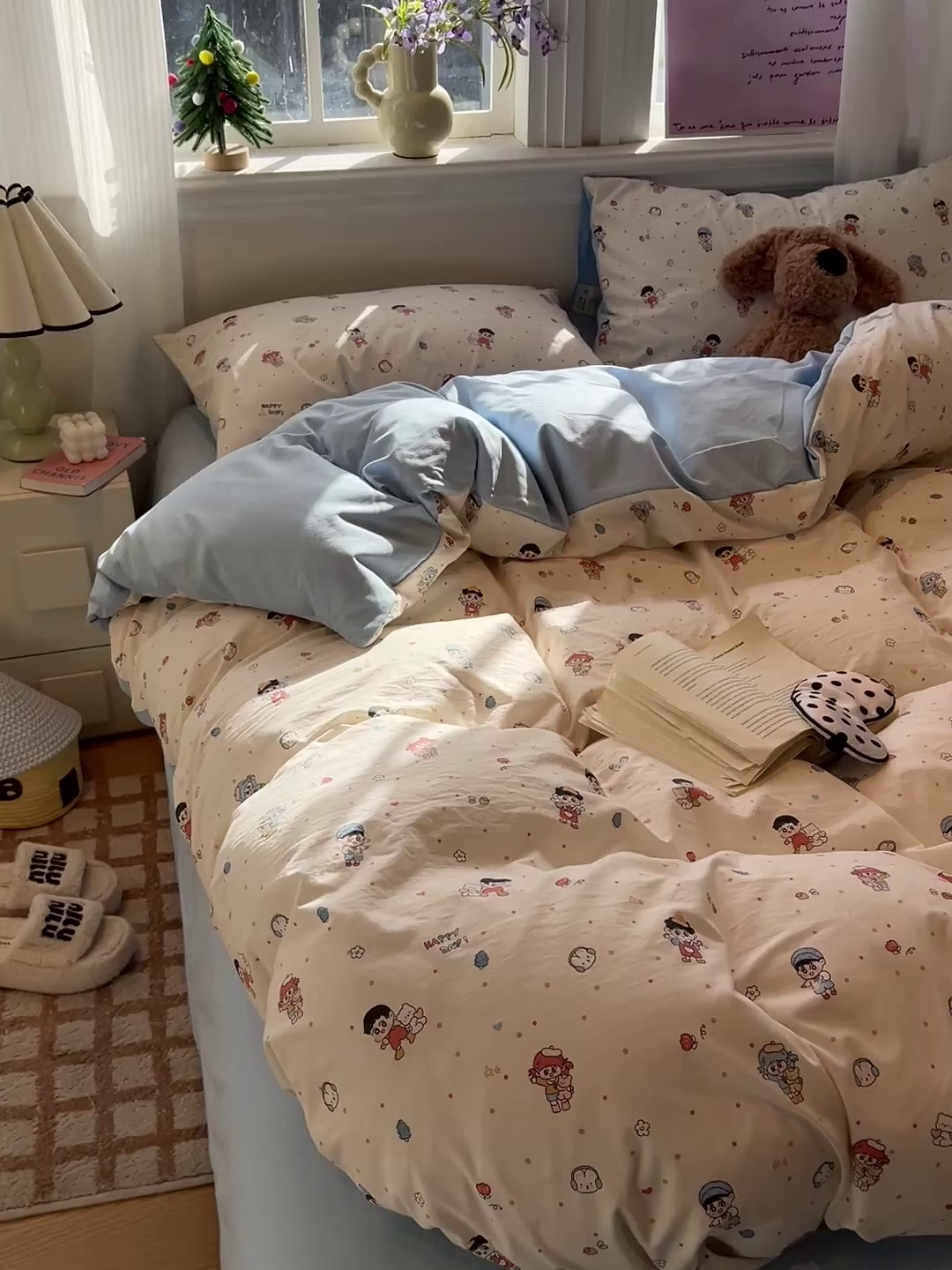 91家纺网 家纺一手货源 找家纺 梦纤绒 2026新款古法水洗仿棉云感纱四件套 童趣