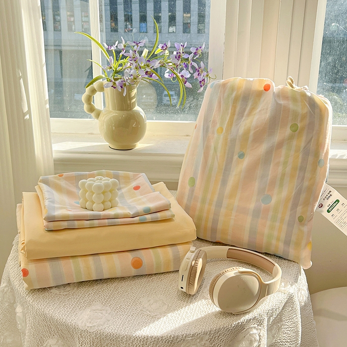 梦纤绒 2026新款古法水洗仿棉云感纱四件套 小时光