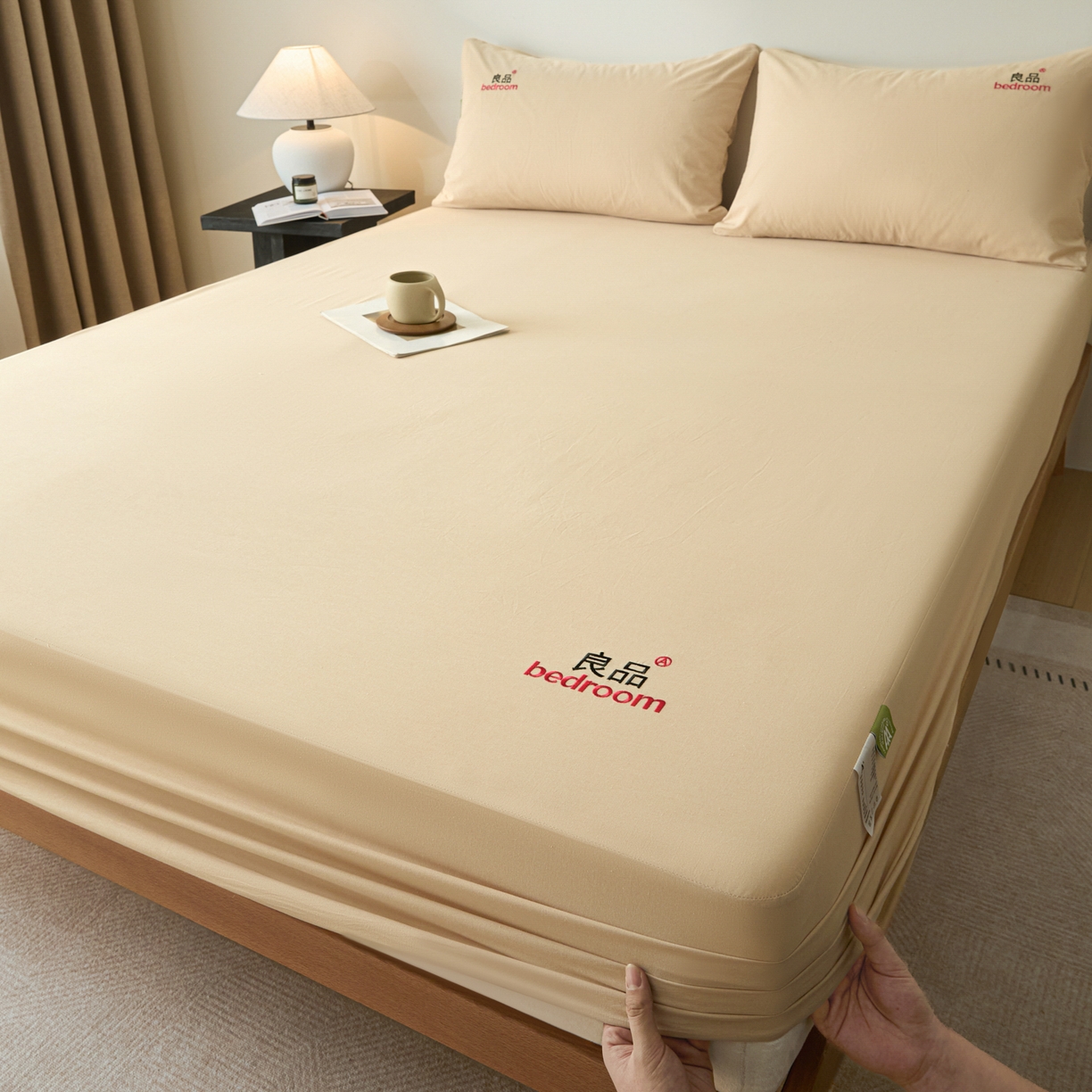 91家纺网 家纺一手货源 找家纺 （总）芬晴家纺 2026新款纯棉密条+纯色单层床笠