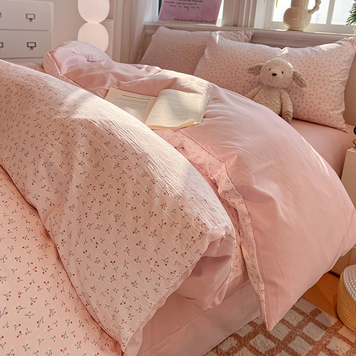 91家纺网 家纺一手货源 找家纺 梦纤绒 2026新款古法水洗仿棉云感纱四件套 小幸运