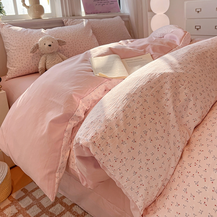 91家纺网 家纺一手货源 找家纺 梦纤绒 2026新款古法水洗仿棉云感纱四件套 小幸运