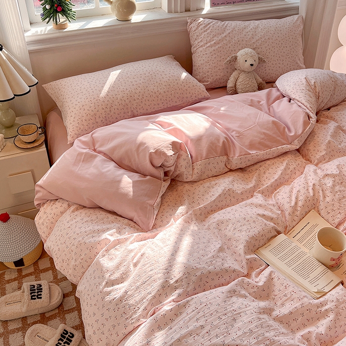 91家纺网 家纺一手货源 找家纺 梦纤绒 2026新款古法水洗仿棉云感纱四件套 小幸运